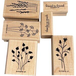 Stampin Up! Pocket Silhouettes Rubber Stamps Set Of 6 Wood Mounted Floral & Sent